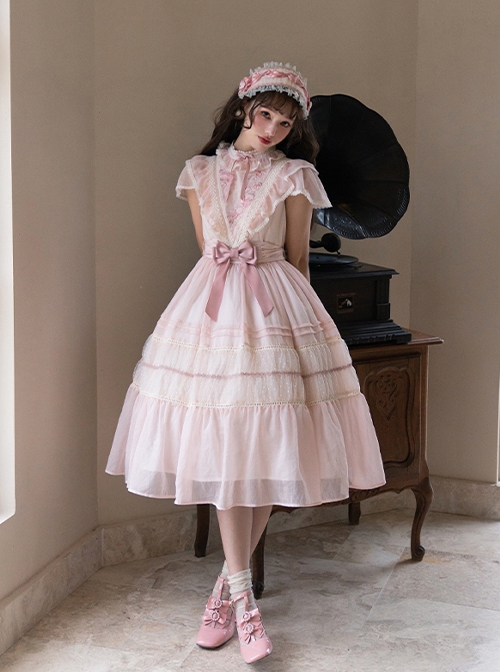Spring Sakura Series Elegant Sweet Embroidery Ruffles