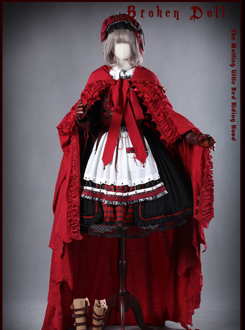 A Little Red Hat That Turns Into A Wolf Red-black Lolita Full Set