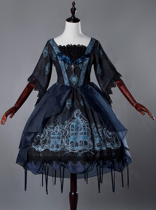 Thorn Castle gorgeous section ghost Lolita OP