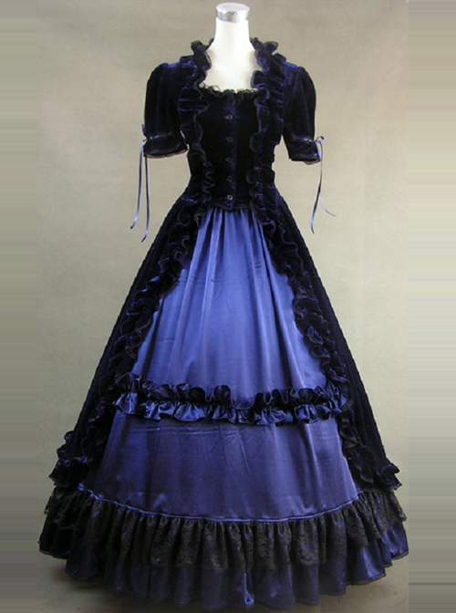 Black And Blue Gothic Lolita Prom Dress