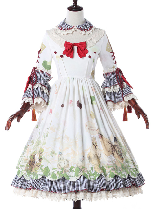 Grass Machicken Series OP Detachable Long Sleeves Sweet Lolita Dress