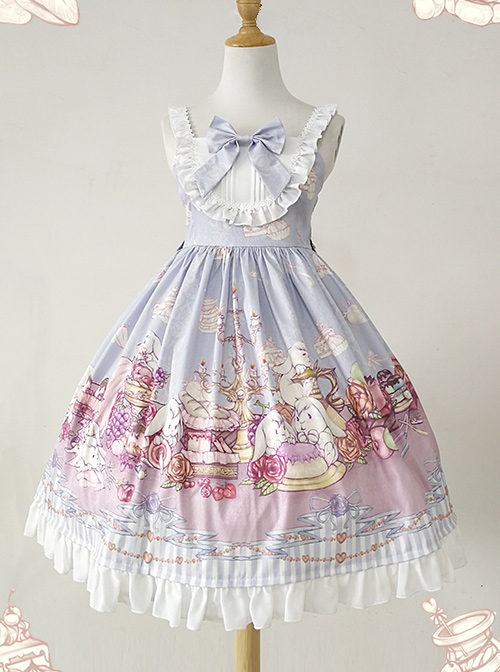 otro Recogiendo hojas busto Lunch Tea Rabbit Series JSK Small High Waist Sweet Lolita Sling Dress