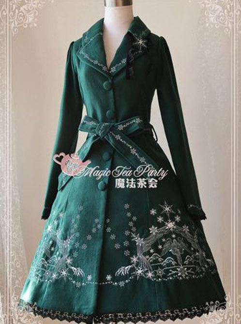 Lolita Dark Green The Mass Of Winter Embroidery Overcoat