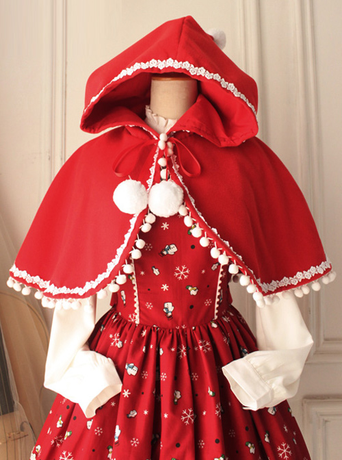 Red Hood Cloak Lolita Dress Set