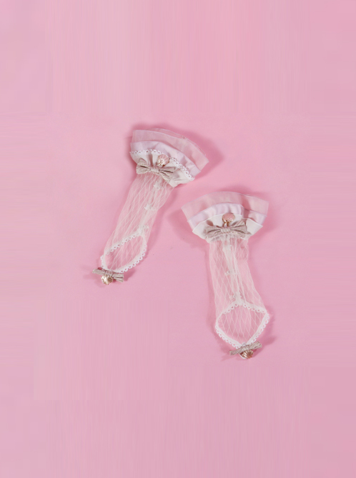 Mermaid Series Stripes Bowknot Ivory Sweet Lolita Hand Sleeves