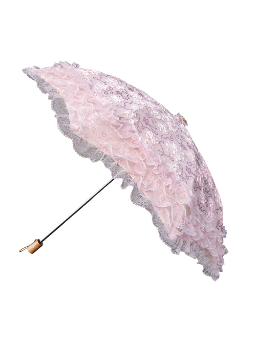 7 Weapons Arched Princess Umbrella/Anti-UV Sun Umbrella（pink