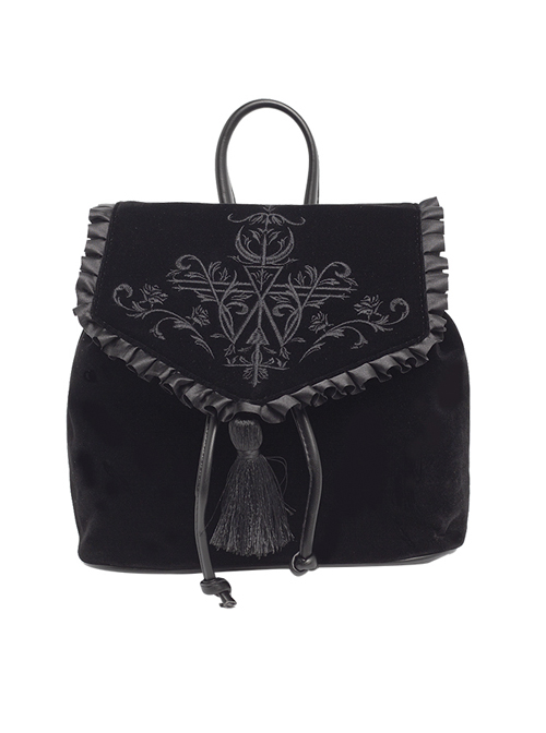 Magic Embroidery Black Velour Bag Gothic Lolita Backpack