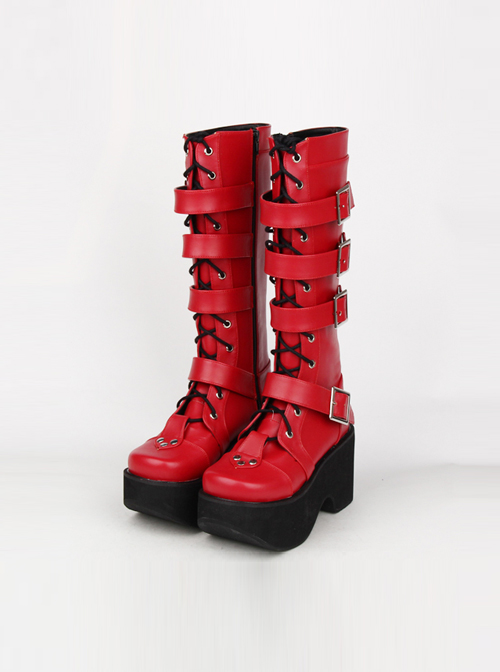 Red punk boots sales