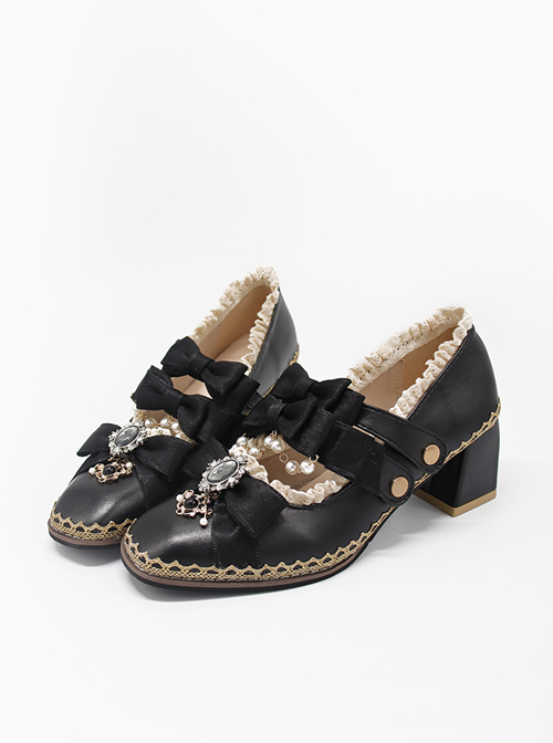 Thick Heel French Retro Square Toe Mary Jane Shoes Classic Lolita Shoes