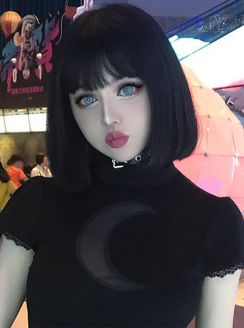 Natural Black Bob Haircut Lolita Wig