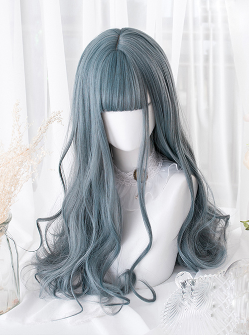 25cm Daily Multi-color Wig Haze Blue Water Ripple Curly Hair Harajuku Cute Lolita Wig Short Curly Wig