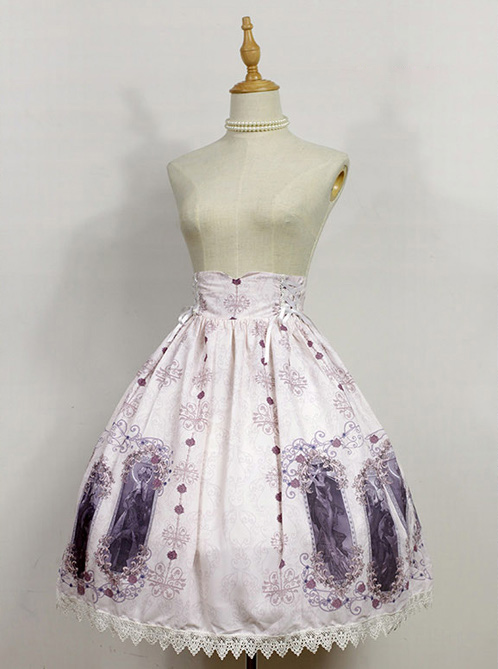 Nightmare Curse Double Binding Bands Ivory Lolita Skirt