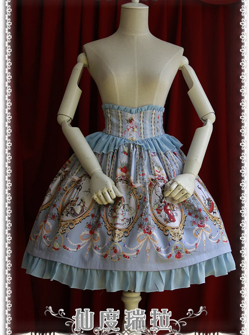 Cinderella Series High Waist Gray-blue Classic Lolita Skirt