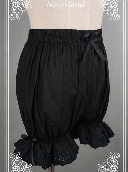 Cotton Black Lace Bowknot Lolita Bloomers