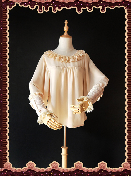 Sugar And Matcha Series Mocha Retro Bats Sleeve Classic Lolita Shirt