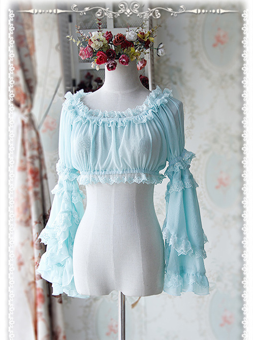 Review For Lolita Lace Trumpet Sleeve Chiffon Top Yv42140
