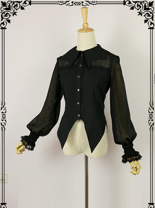 Halloween Black Bat collar Lolita Long Sleeve Shirt