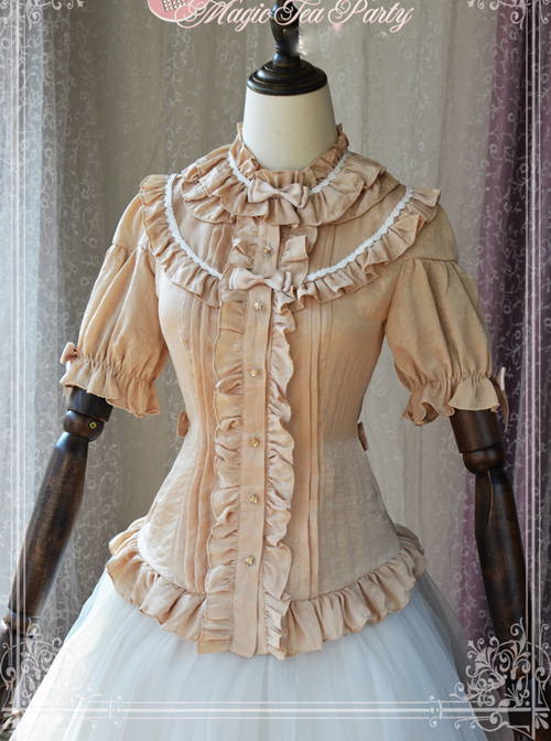 Magic Tea Party Composite Silk Satin Face Chiffon Classic Lolita Shirt