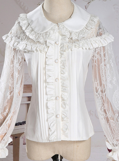Doll Petal Collar Loose Long Shirt