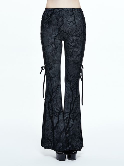 Steam Punk Gothic Dark Tree Pattern Bell-bottomed Pants