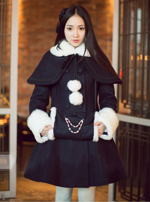 Princess Faith Elegant Lolita Long Coat with Detachable Cape