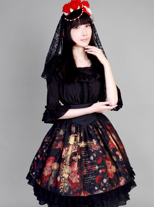 Neverland Lolita,The Maiden in the Garden, High Waist Fishbone Lolita Skirt