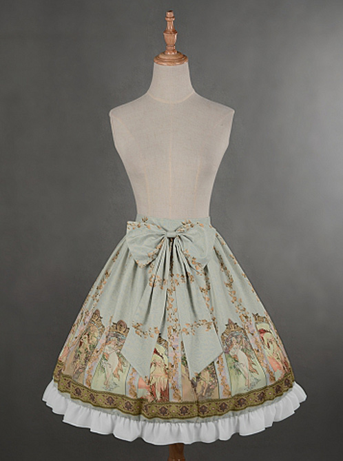 Light Green Custom Size Available  Bowknot At Front Lolita Skirt